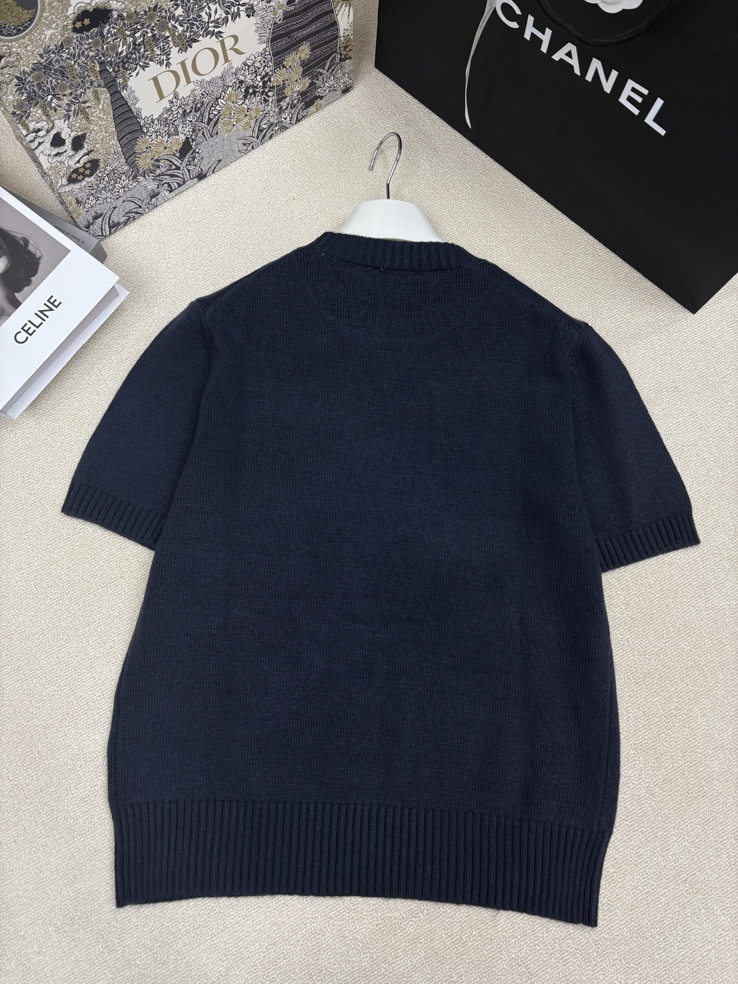 Dior CD 디올 플라워 & 리본 자수 니트 반팔 의류