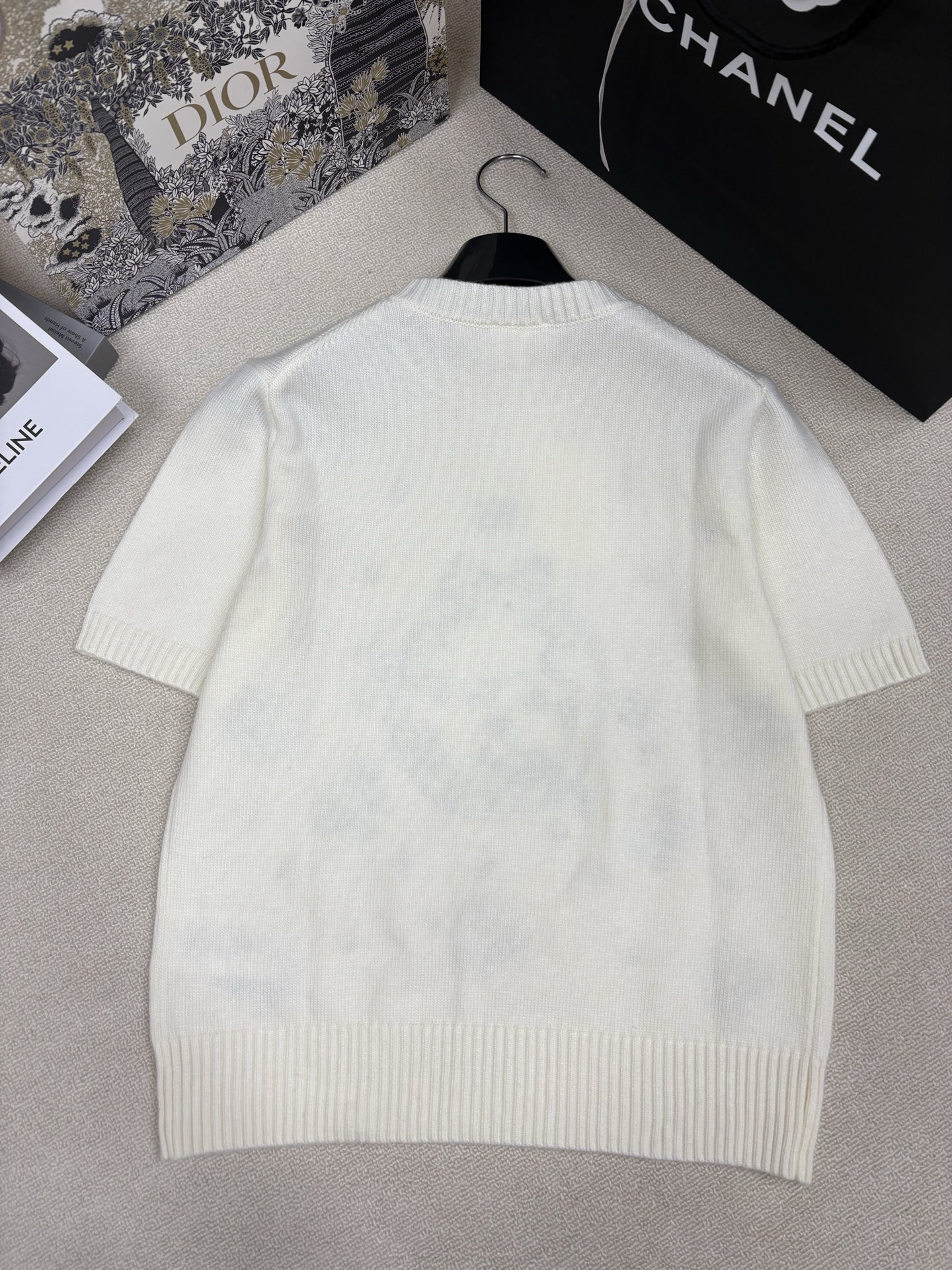 Dior CD 디올 플라워 & 리본 자수 니트 반팔 의류