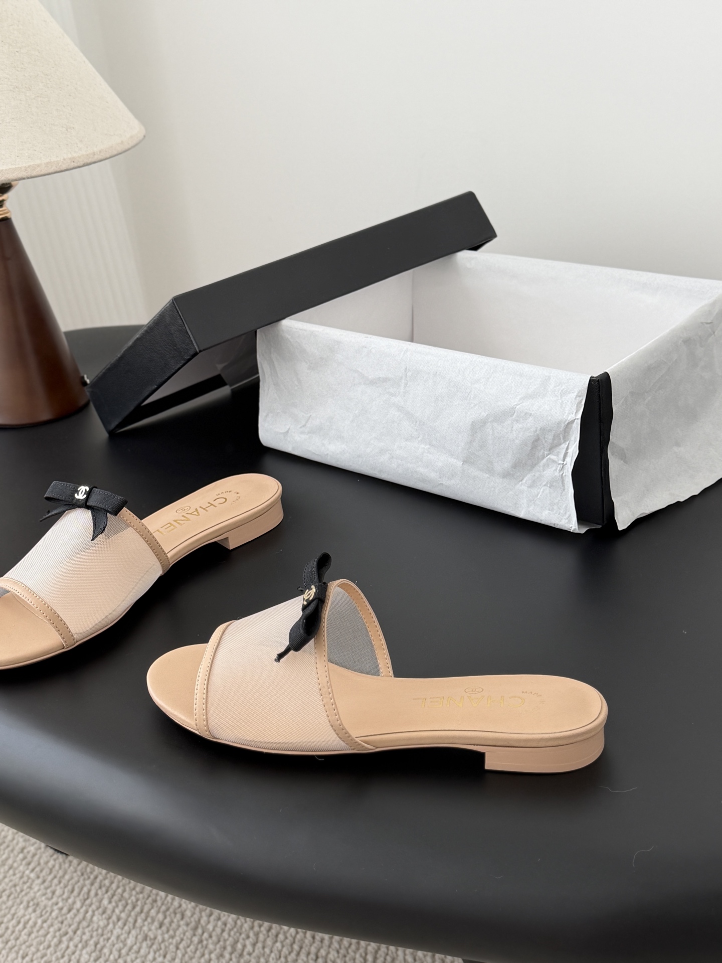 Chanel 26K 샤넬 리본 망사 메쉬 슬리퍼 샌들 신발