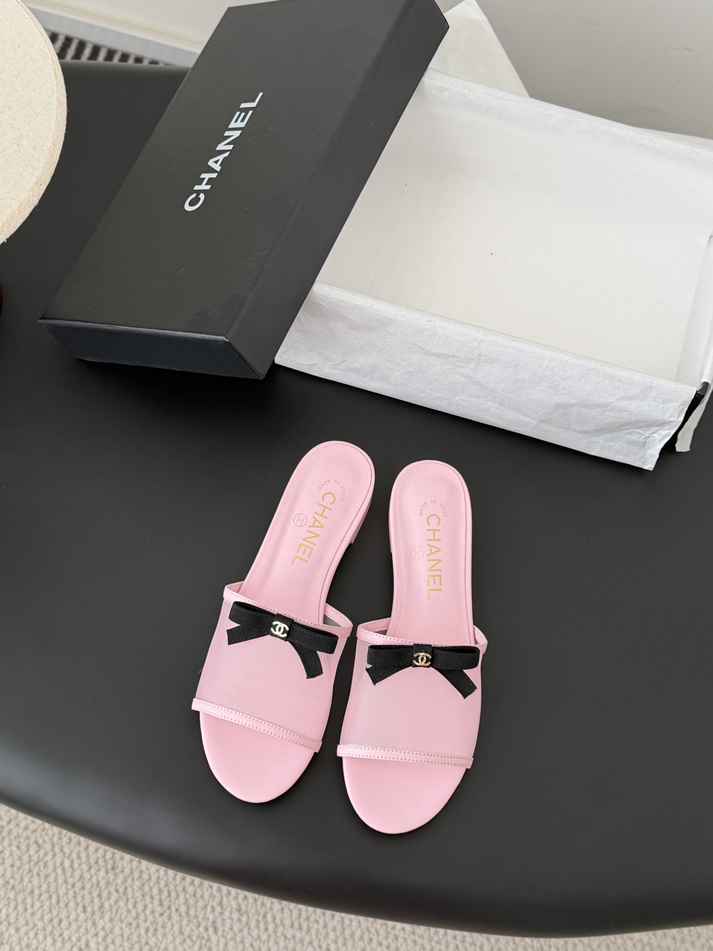 Chanel 26K 샤넬 리본 망사 메쉬 슬리퍼 샌들 신발