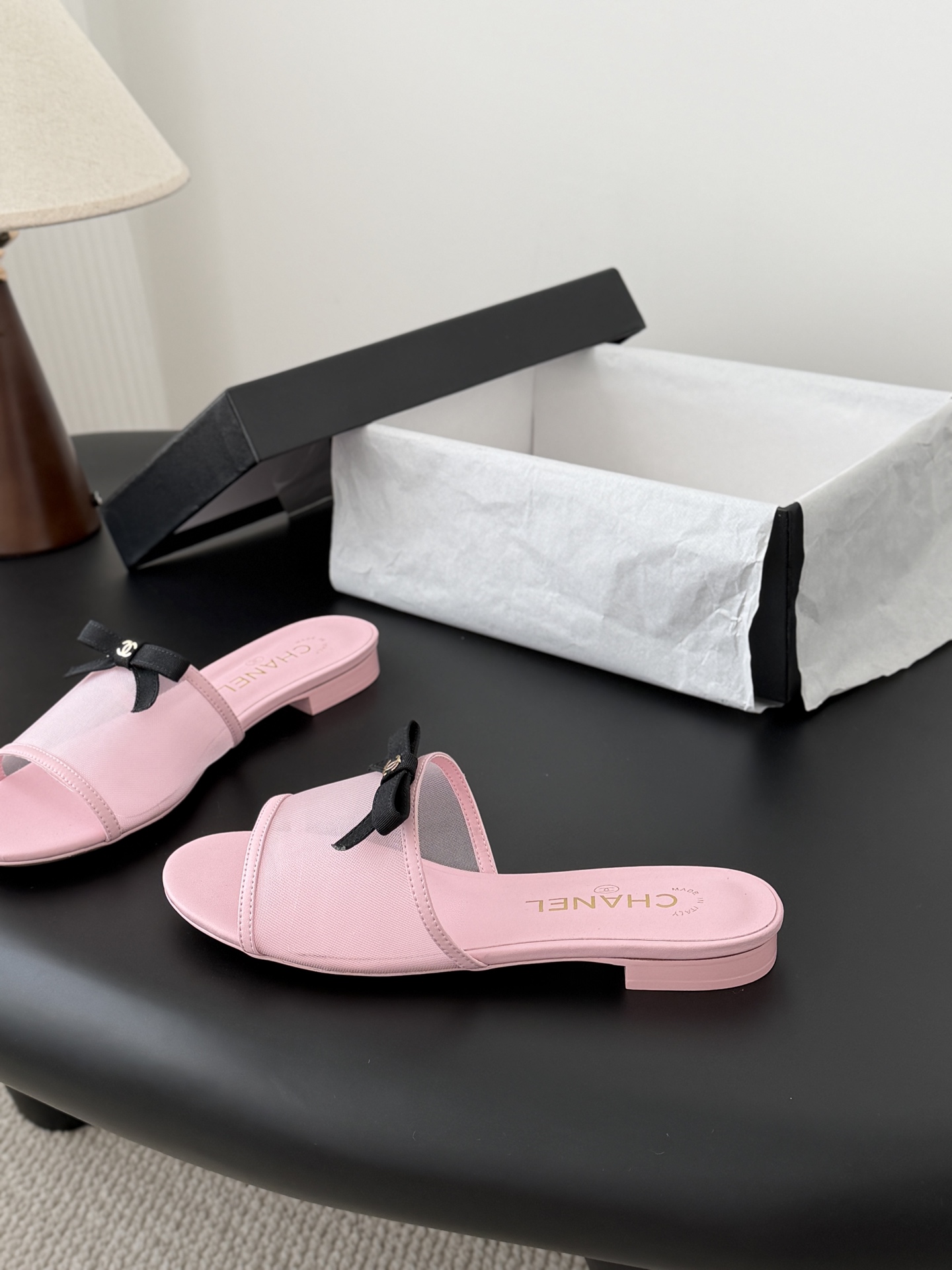 Chanel 26K 샤넬 리본 망사 메쉬 슬리퍼 샌들 신발