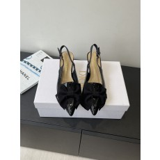 Dior CD 디올 리본 포인트 슬링백 펌프스 로우힐 구두 신발