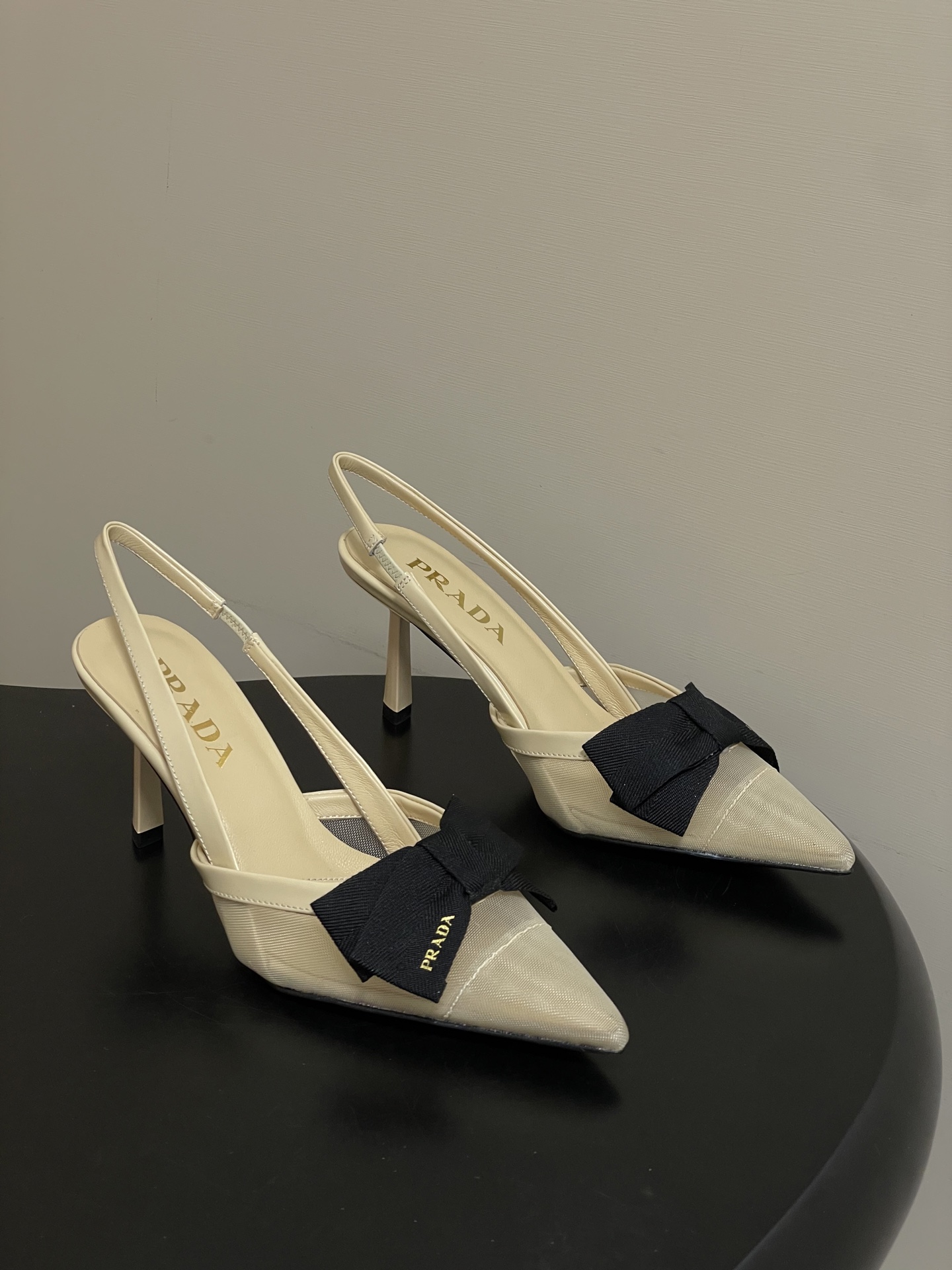Prada 프라다 리본 망사 슬링백 펌프스 힐 구두 신발