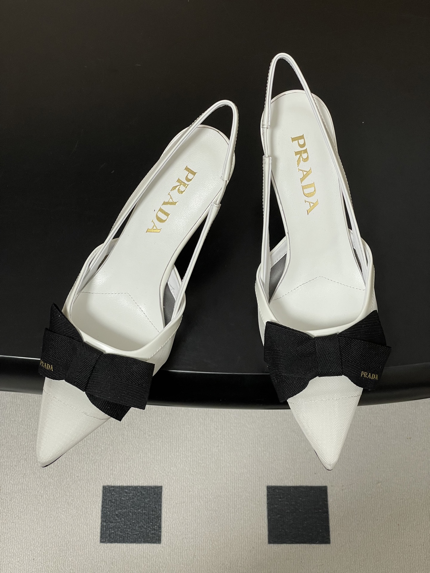 Prada 프라다 리본 망사 슬링백 펌프스 힐 구두 신발