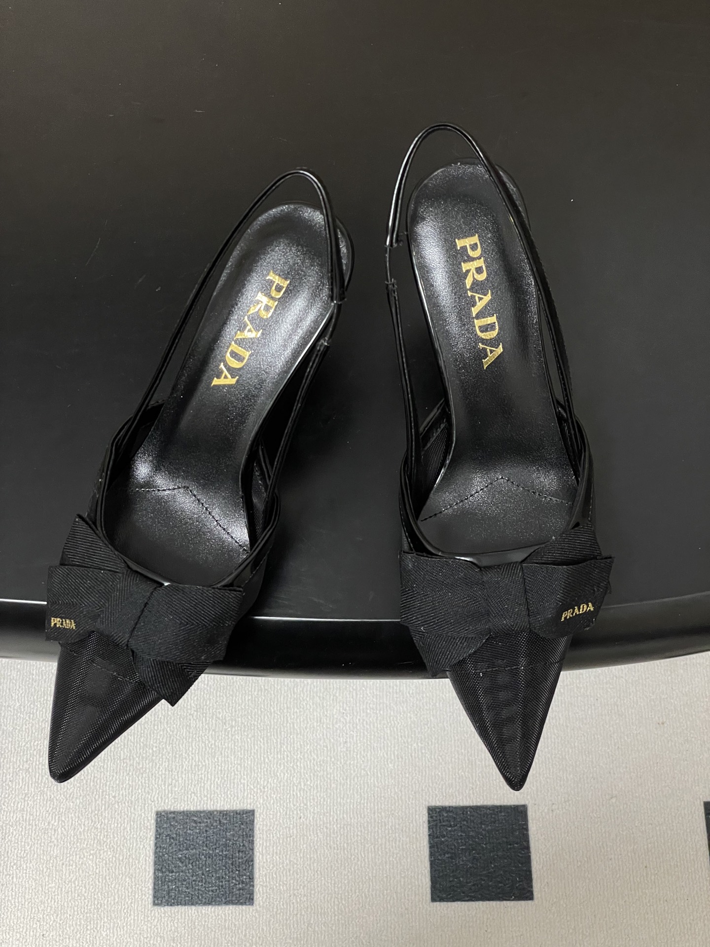 Prada 프라다 리본 망사 슬링백 펌프스 힐 구두 신발