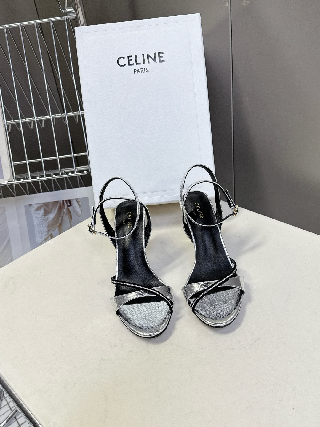 Celine 셀린느 런웨이 크리스탈 포인티드 펌프스 힐 구두 신발 8cm
