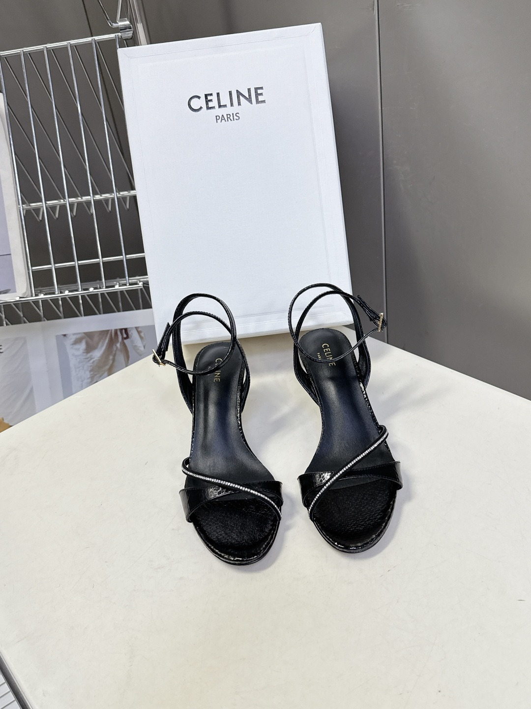 Celine 셀린느 런웨이 크리스탈 포인티드 펌프스 힐 구두 신발 6cm