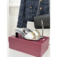 Gucci 구찌 클래식 더블G 메탈릭 청키 힐 슬리퍼 샌들 신발