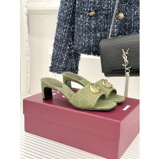 Gucci 구찌 클래식 더블G 메탈릭 청키 힐 슬리퍼 샌들 신발