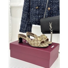 Gucci 구찌 클래식 더블G 메탈릭 청키 힐 슬리퍼 샌들 신발