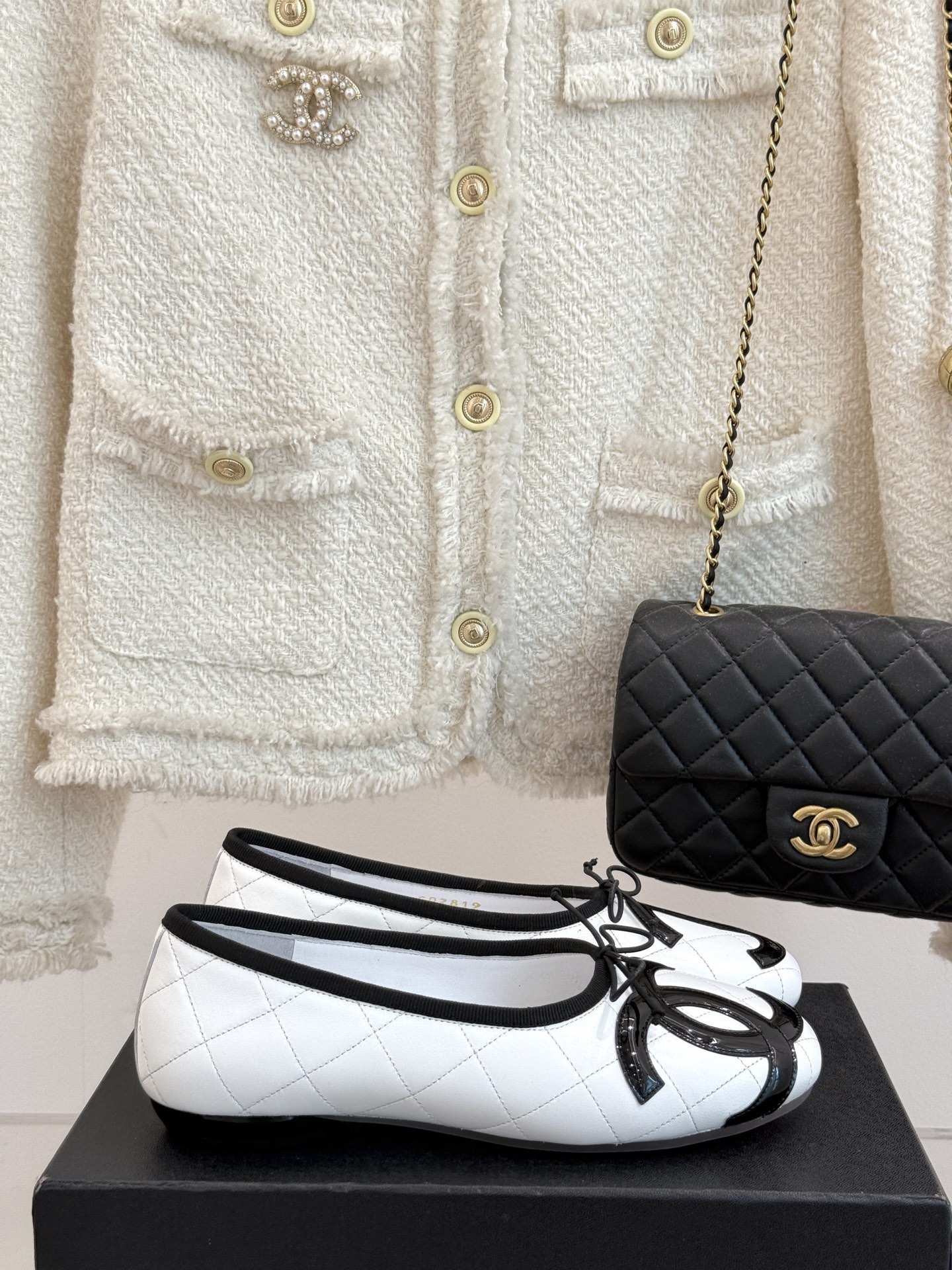 Chanel 샤넬 빈티지 퀼팅 리본 발레리나 플랫 슈즈 신발