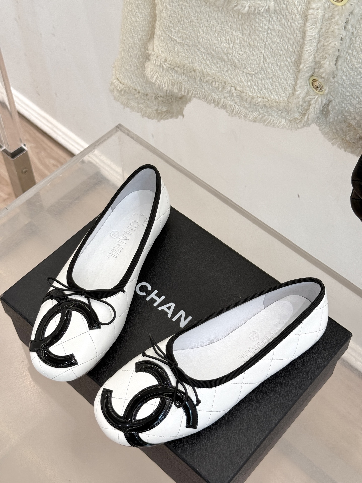 Chanel 샤넬 빈티지 퀼팅 리본 발레리나 플랫 슈즈 신발