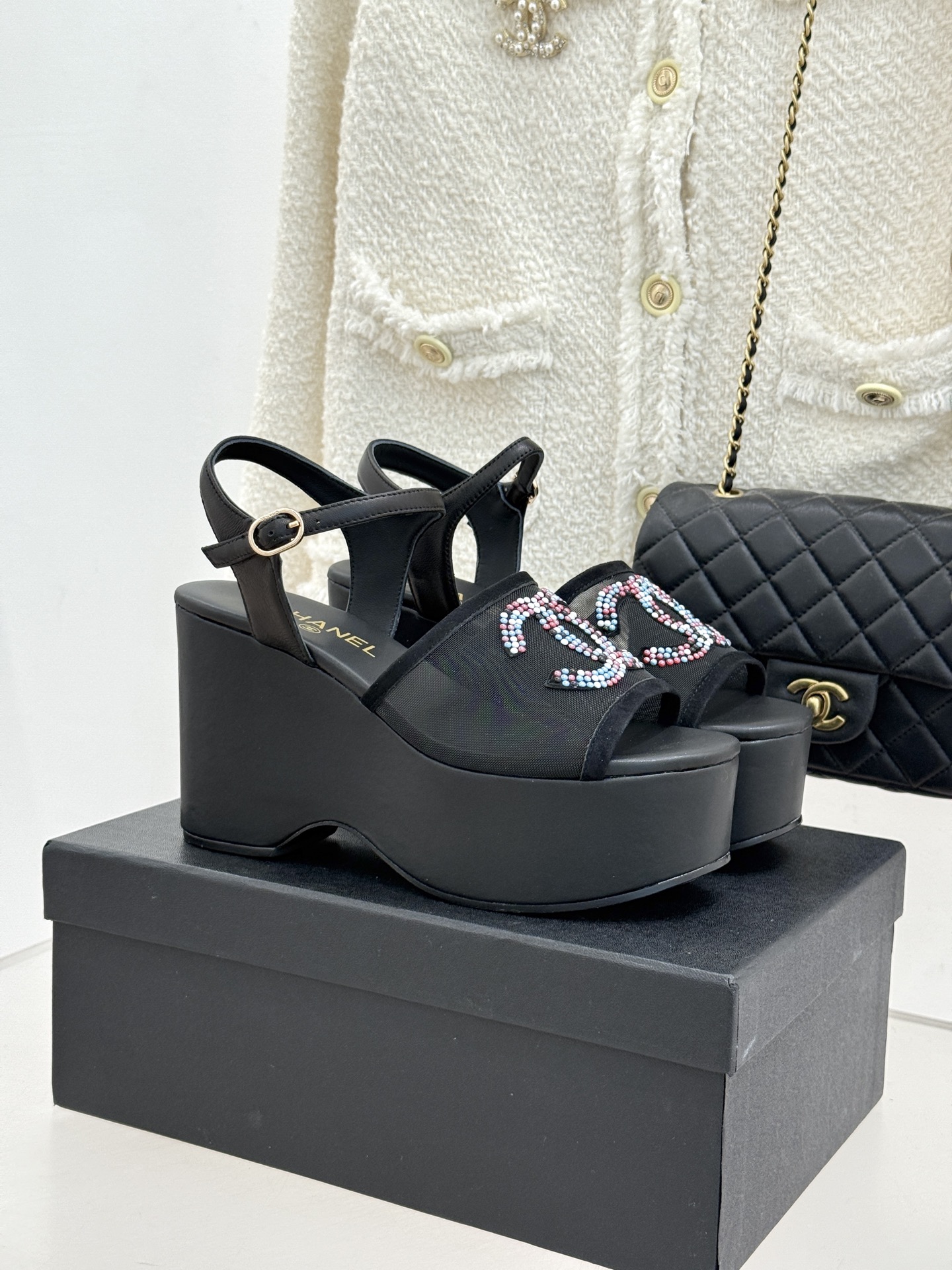 Chanel 26P 샤넬 크리스탈 더블C 플랫폼 샌들 신발