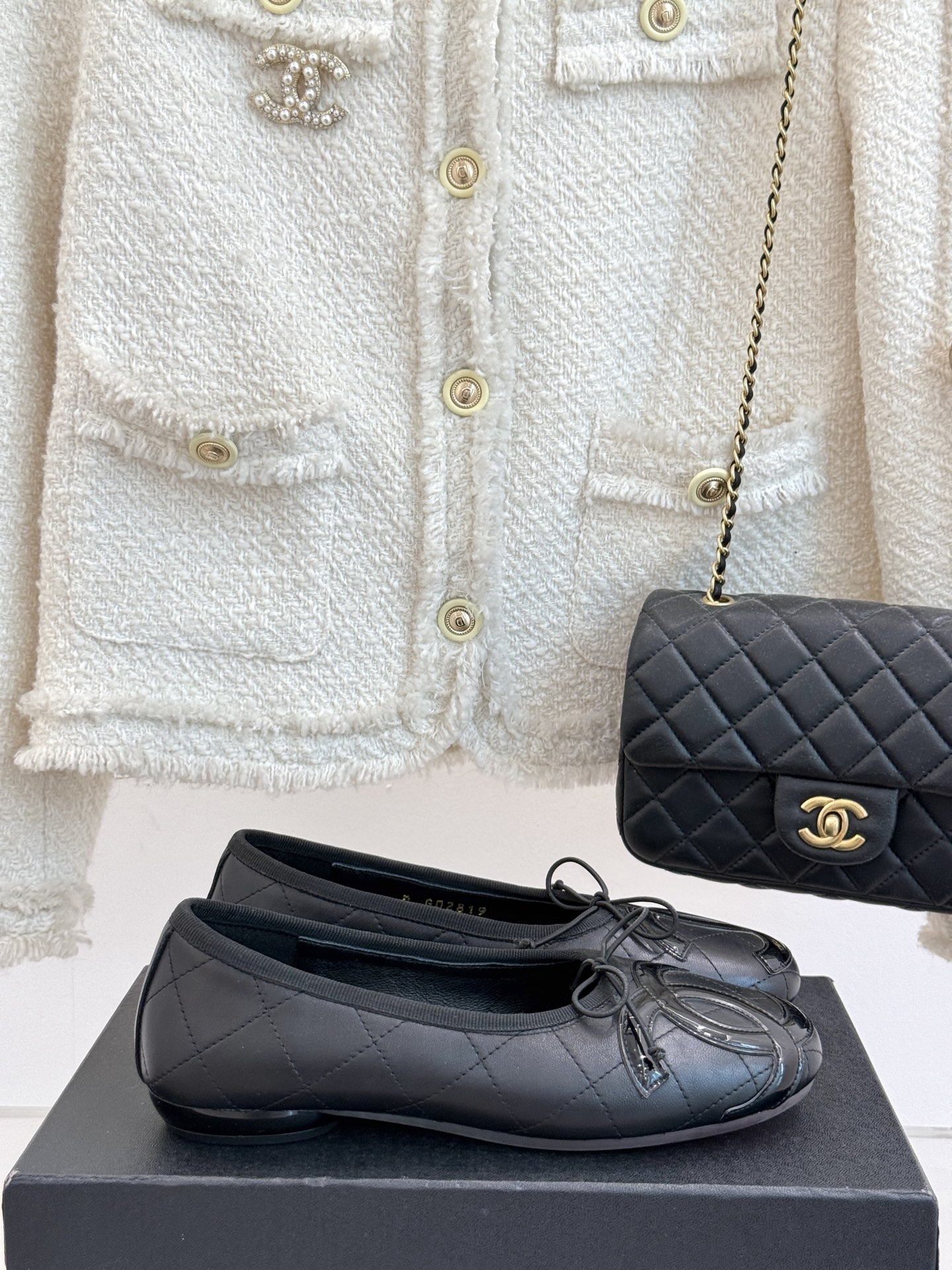 Chanel 샤넬 빈티지 퀼팅 리본 발레리나 플랫 슈즈 신발