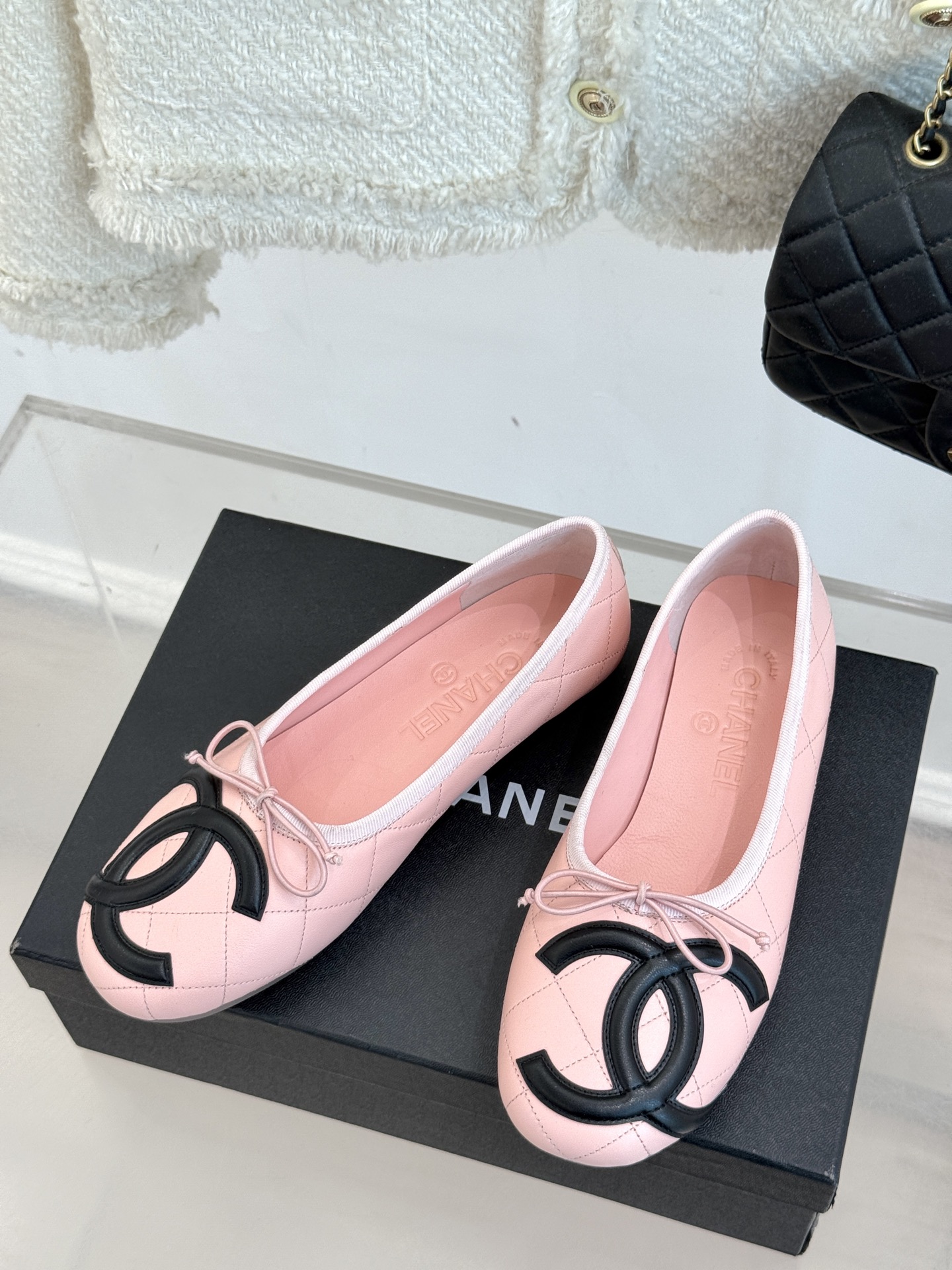 Chanel 샤넬 빈티지 퀼팅 리본 발레리나 플랫 슈즈 신발