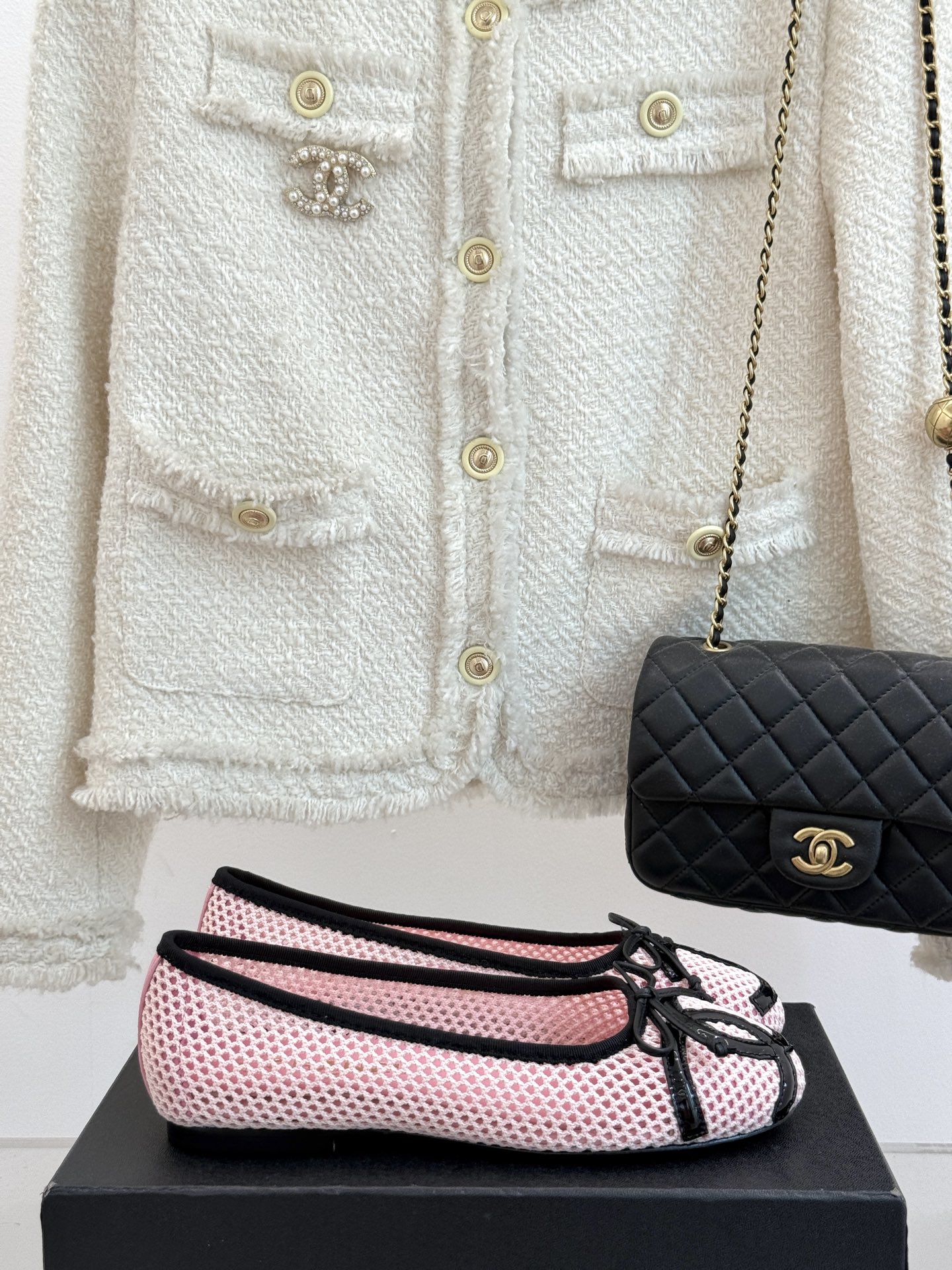 Chanel 샤넬 빅 로고 리본 발레리나 플랫 슈즈 신발