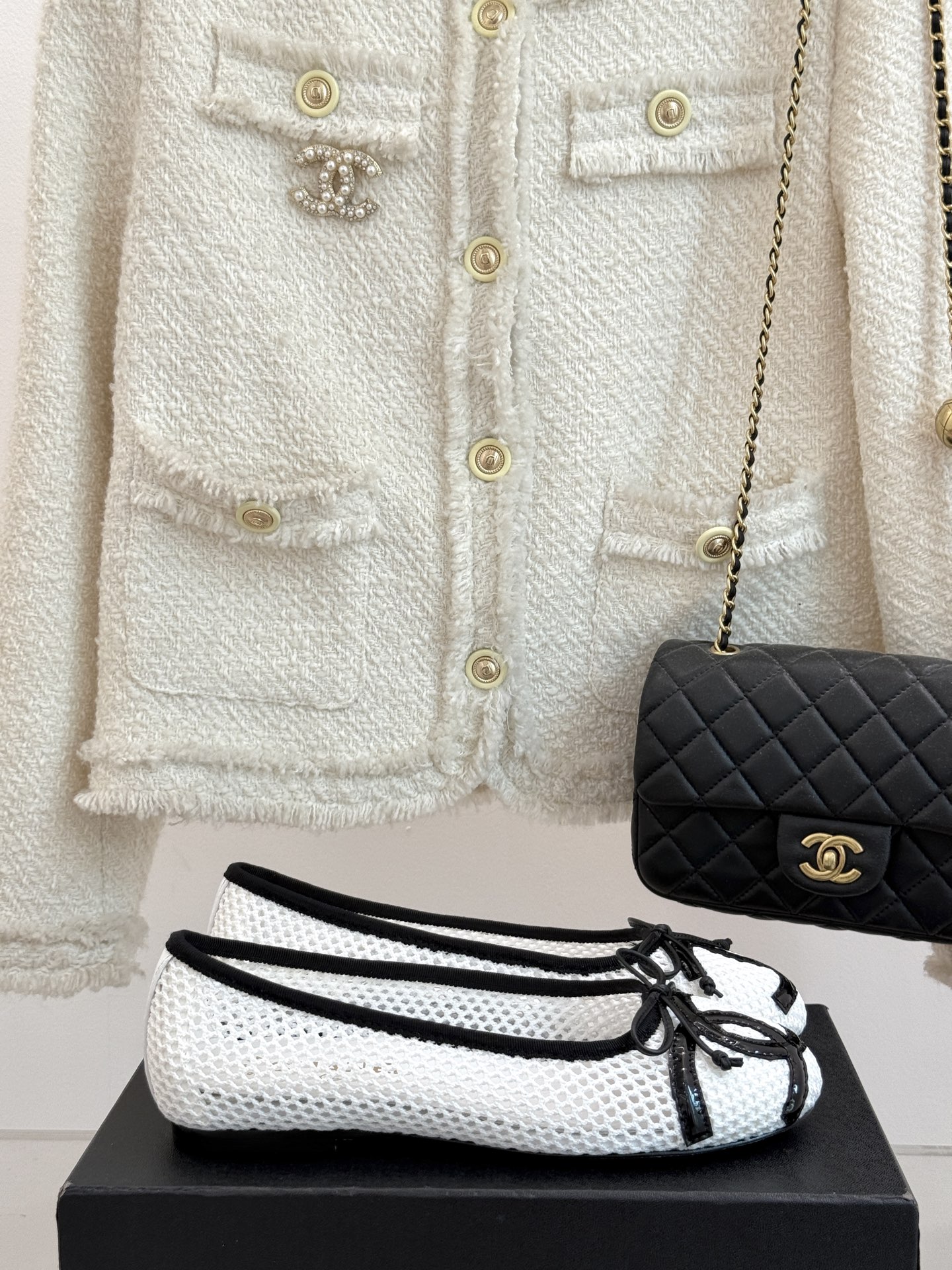 Chanel 샤넬 빅 로고 리본 발레리나 플랫 슈즈 신발