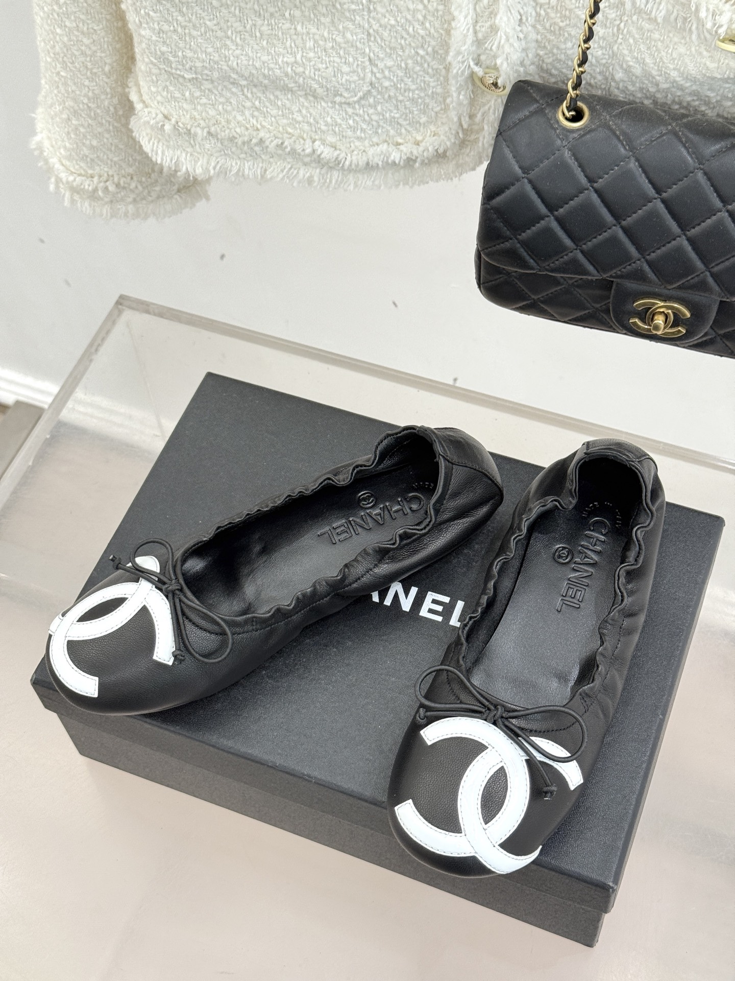 Chanel 샤넬 빈티지 퀼팅 리본 발레리나 로퍼 플랫 슈즈 신발