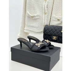 Chanel 샤넬 스톤 더블C 리본 키튼 힐 슬리퍼 샌들 신발