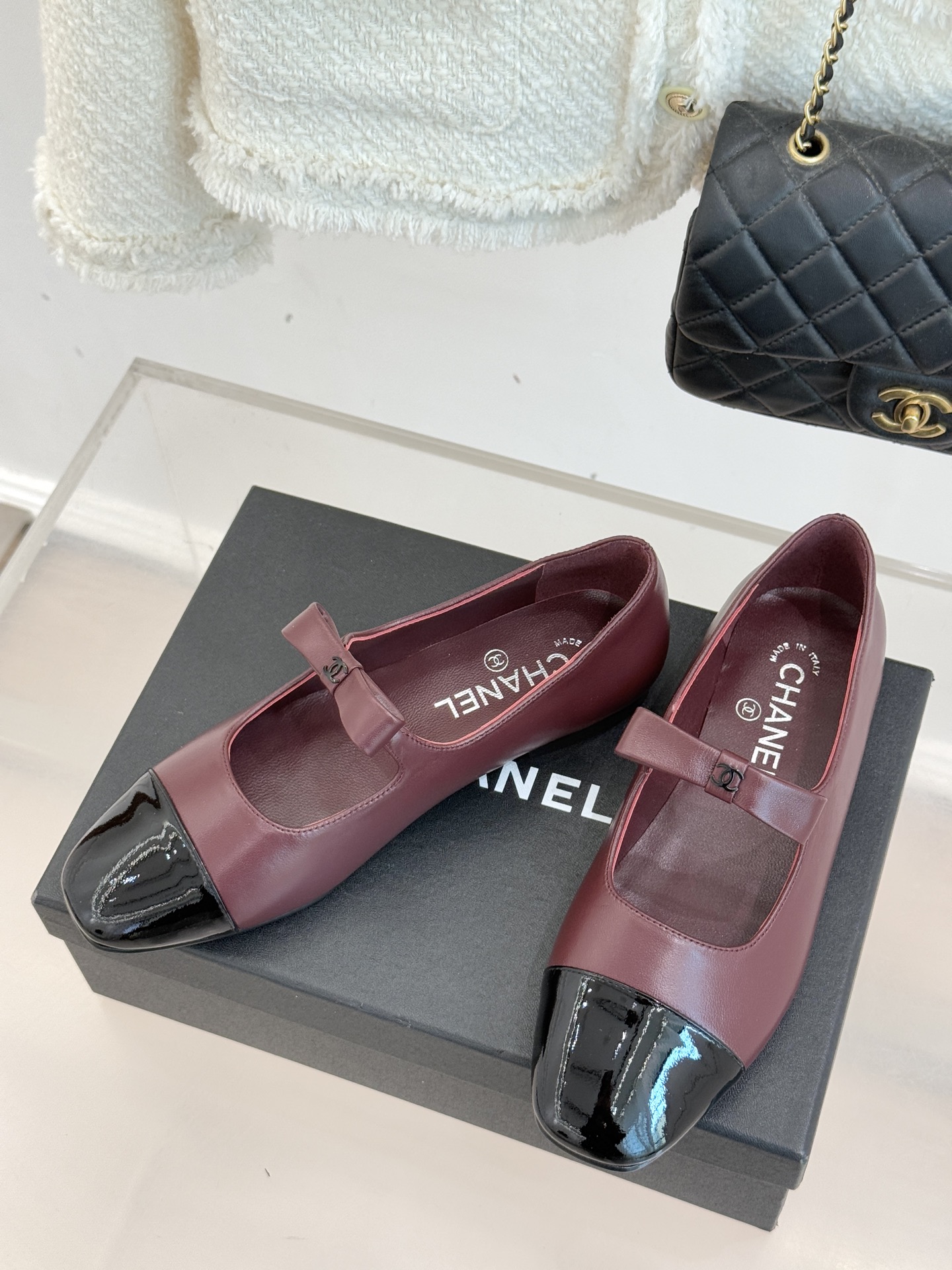 Chanel 샤넬 25P 신상 더블C 리본 메리제인 플랫 슈즈 신발