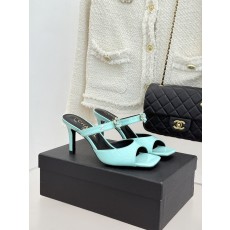 Chanel 샤넬 26C 카멜리아 더블C 오픈토 청키 힐 구두 샌들 신발