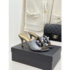 Chanel 샤넬 26C 더블 리본 & 더블C 로고 힐 샌들 신발