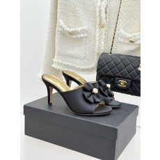 Chanel 샤넬 26C 더블 리본 & 더블C 로고 힐 샌들 신발