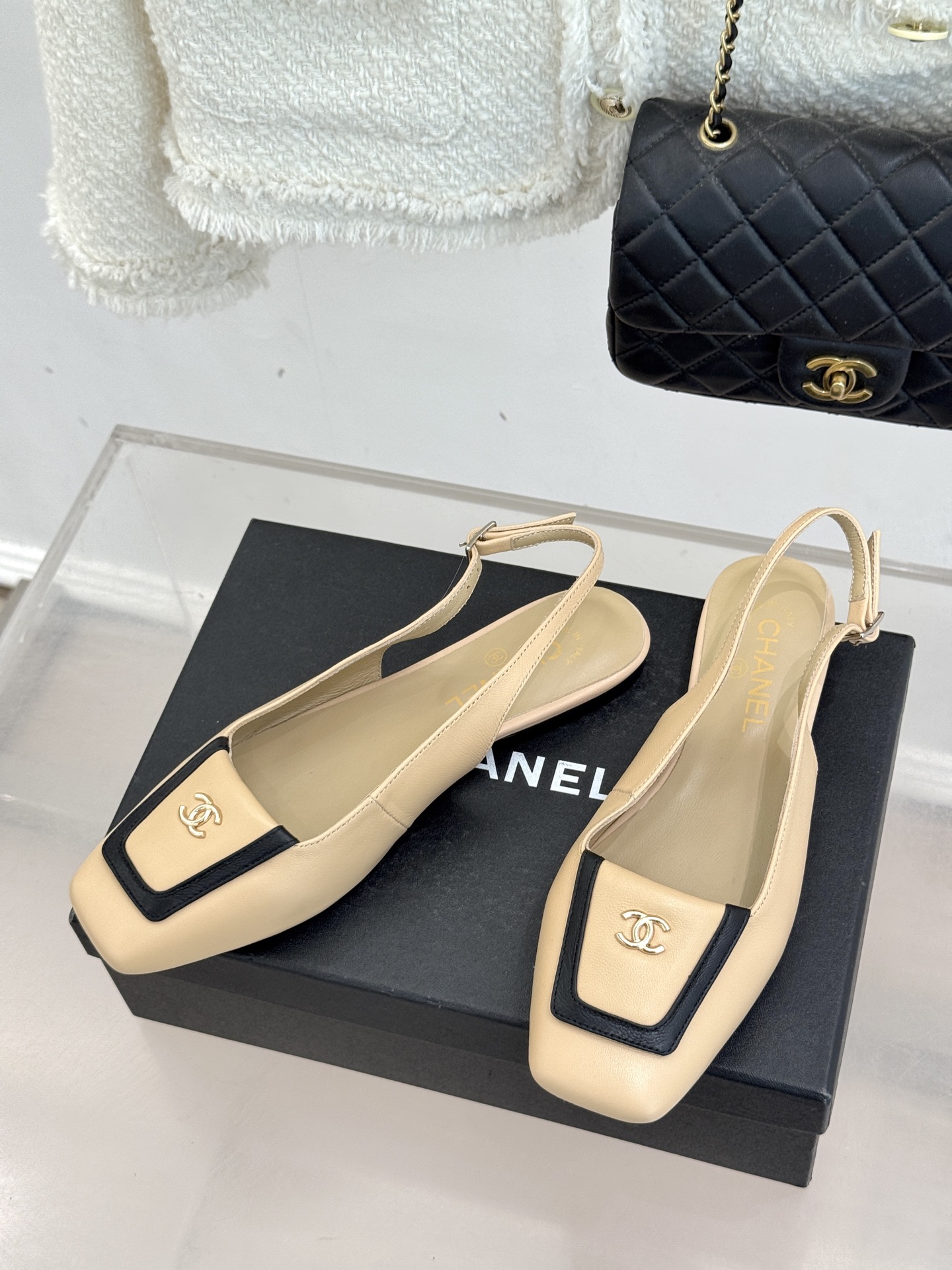Chanel 샤넬 25K 스퀘어 토 플랩 샌들 슬리퍼 신발