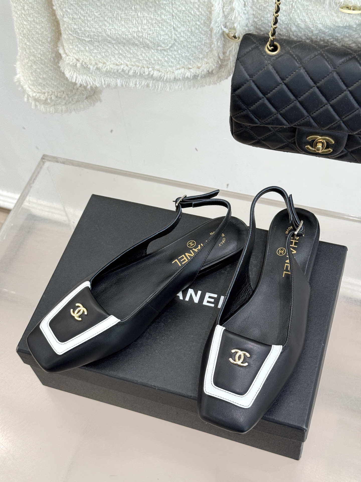 Chanel 샤넬 25K 스퀘어 토 플랩 샌들 슬리퍼 신발