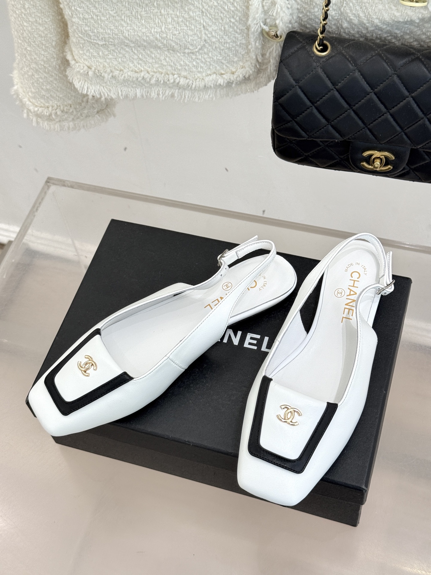 Chanel 샤넬 25K 스퀘어 토 플랩 샌들 슬리퍼 신발
