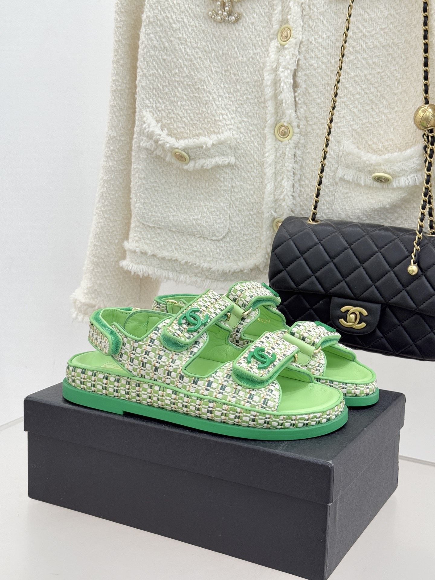 Chanel 클래식 더블C 벨크로 샌들 슬리퍼 신발