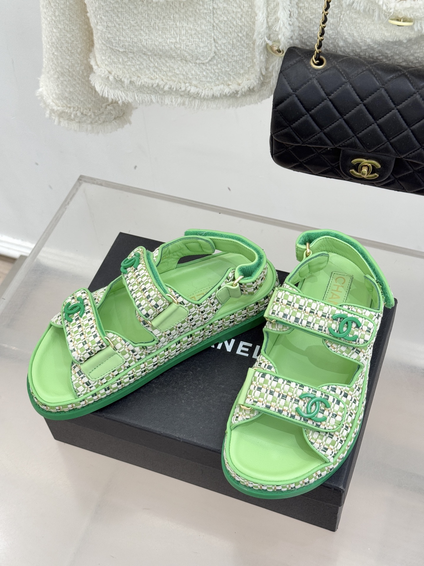 Chanel 클래식 더블C 벨크로 샌들 슬리퍼 신발