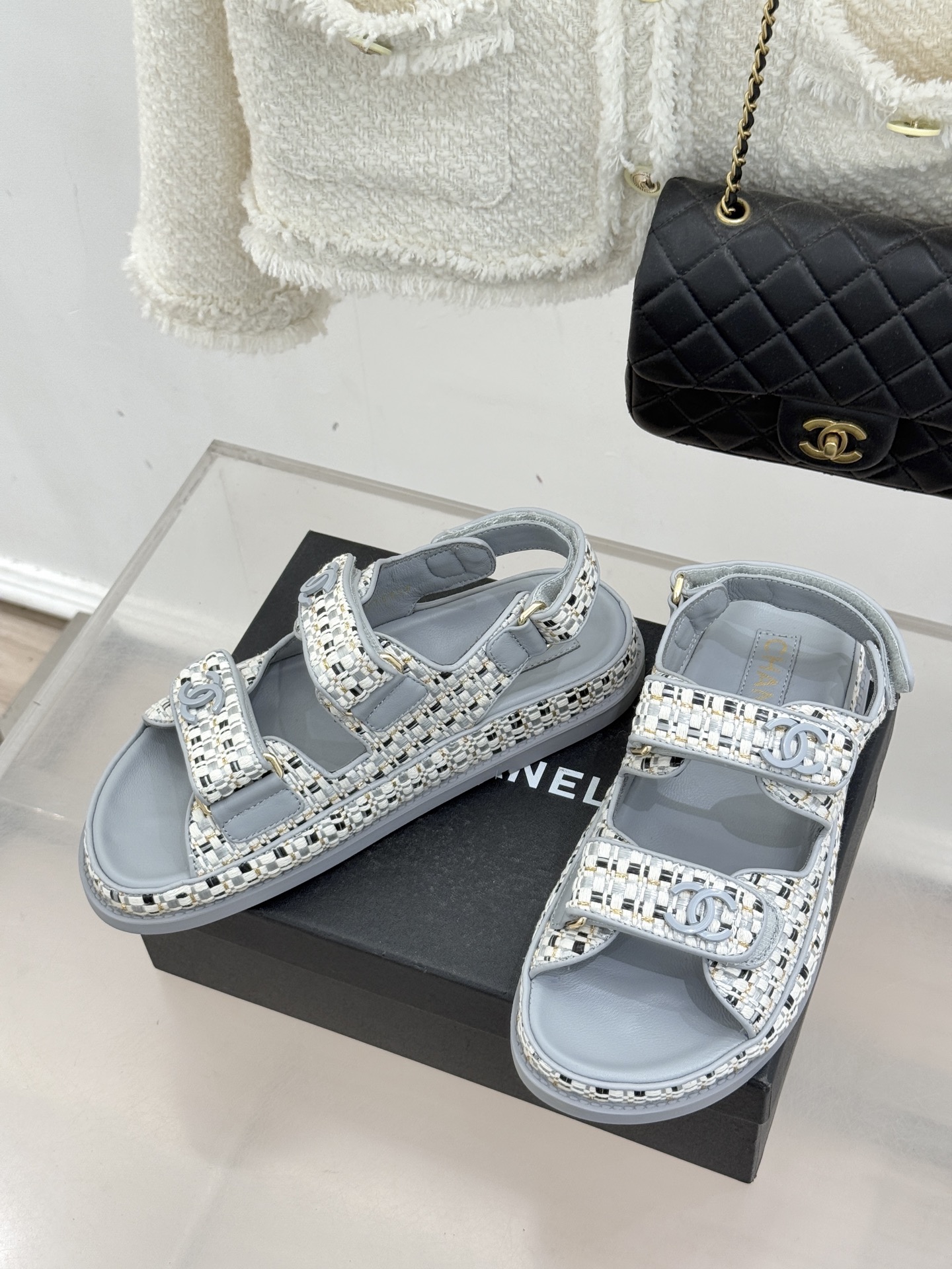 Chanel 클래식 더블C 벨크로 샌들 슬리퍼 신발