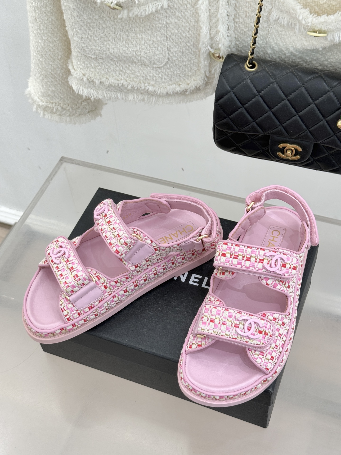 Chanel 클래식 더블C 벨크로 샌들 슬리퍼 신발