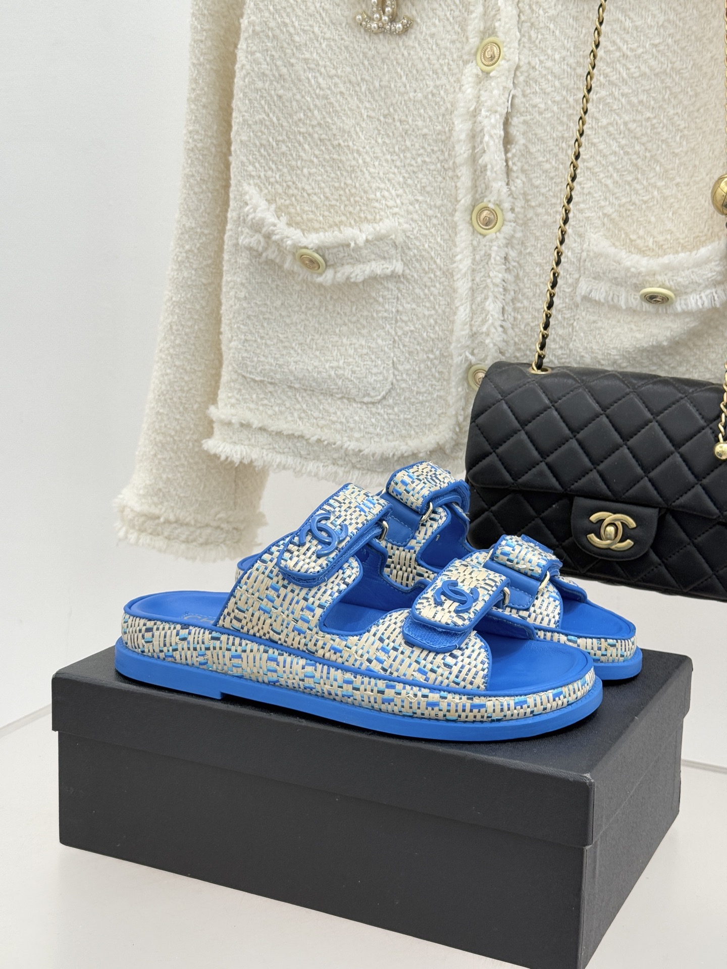 Chanel 클래식 더블C 벨크로 샌들 슬리퍼 신발