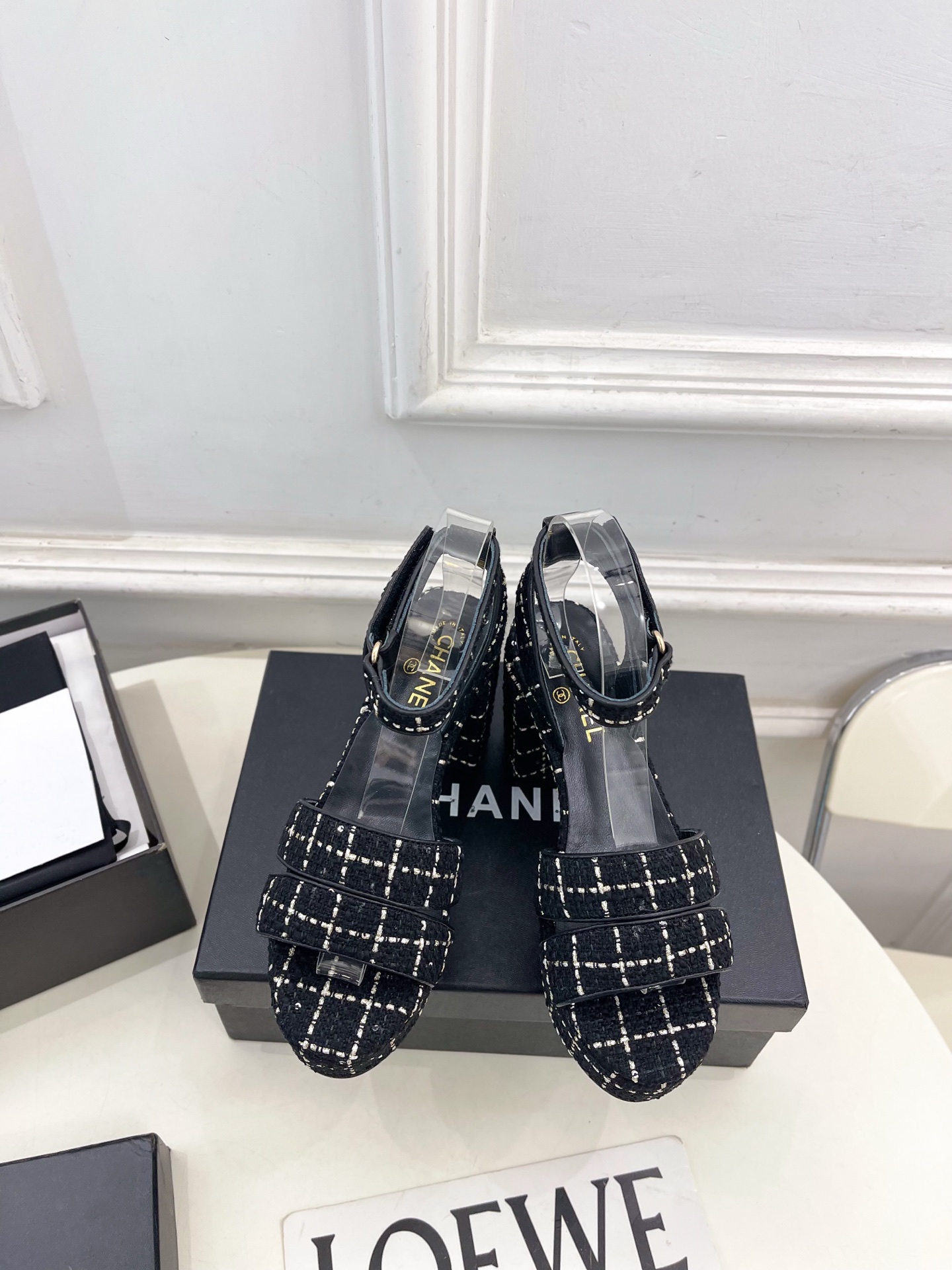 샤넬(CHANEL) 트위드 플랫폼 하이힐 샌들 신발