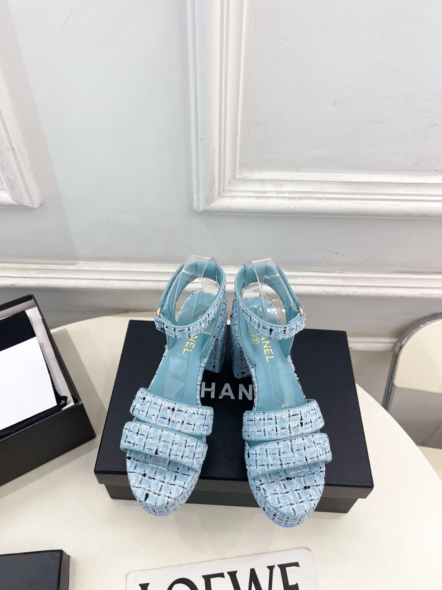 샤넬(CHANEL) 트위드 플랫폼 하이힐 샌들 신발