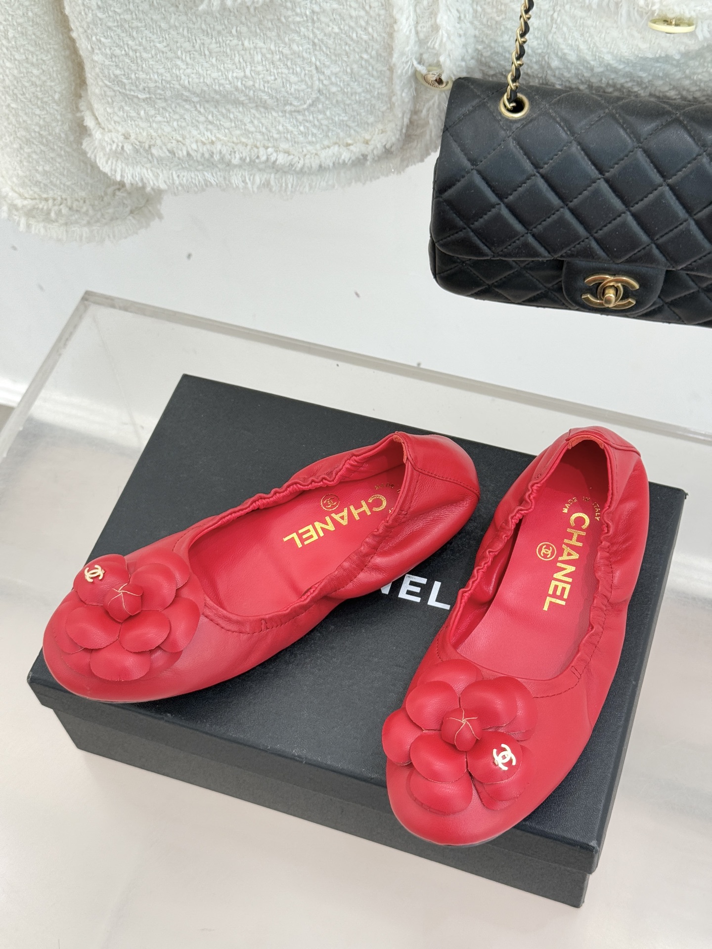 샤넬(CHANEL) 까멜리아 플랫 발레리나 신발