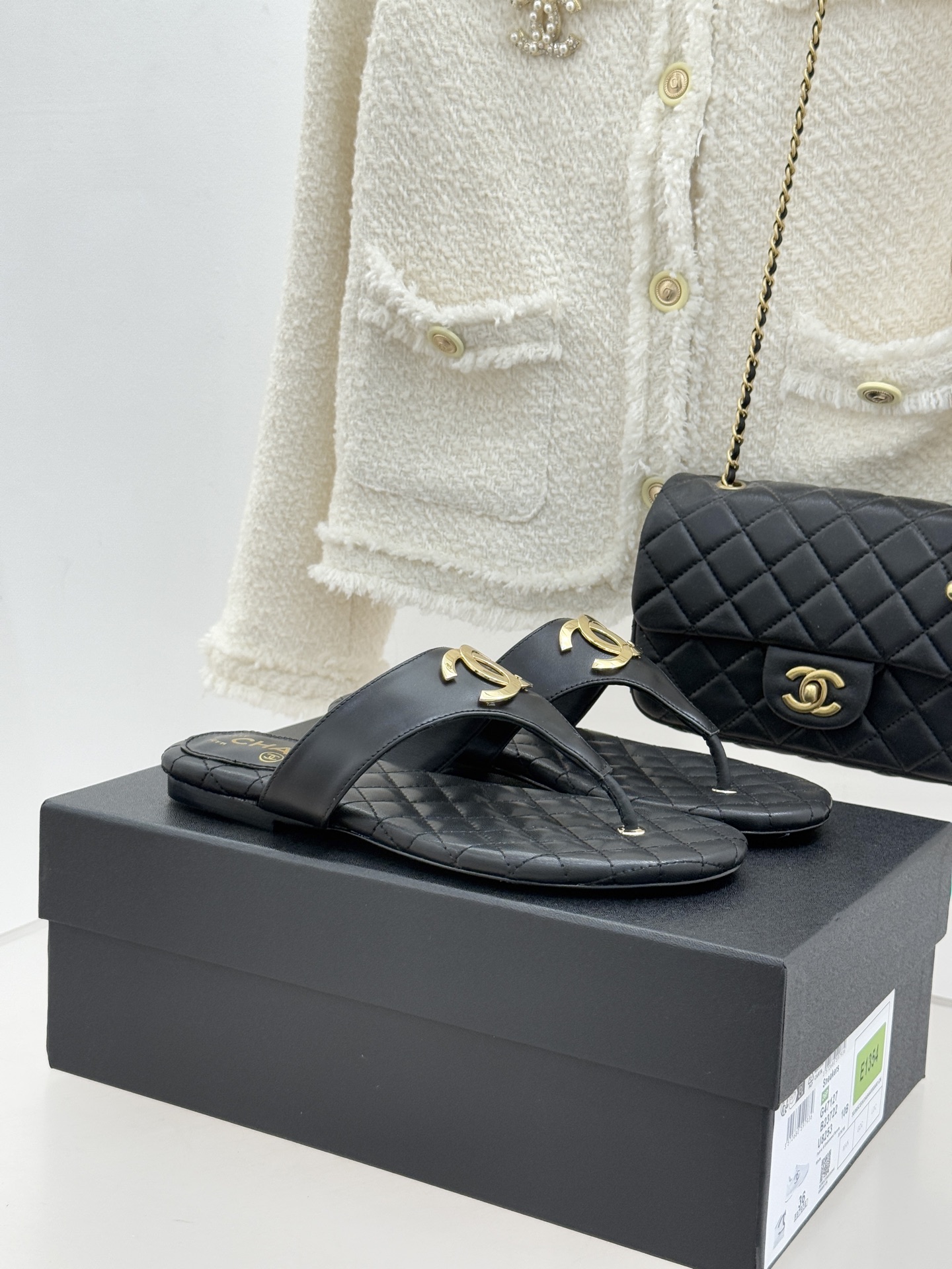 Chanel 26P 샤넬 빅 더블C 퀼팅 플립플랍 쪼리 샌들 슬리퍼 신발