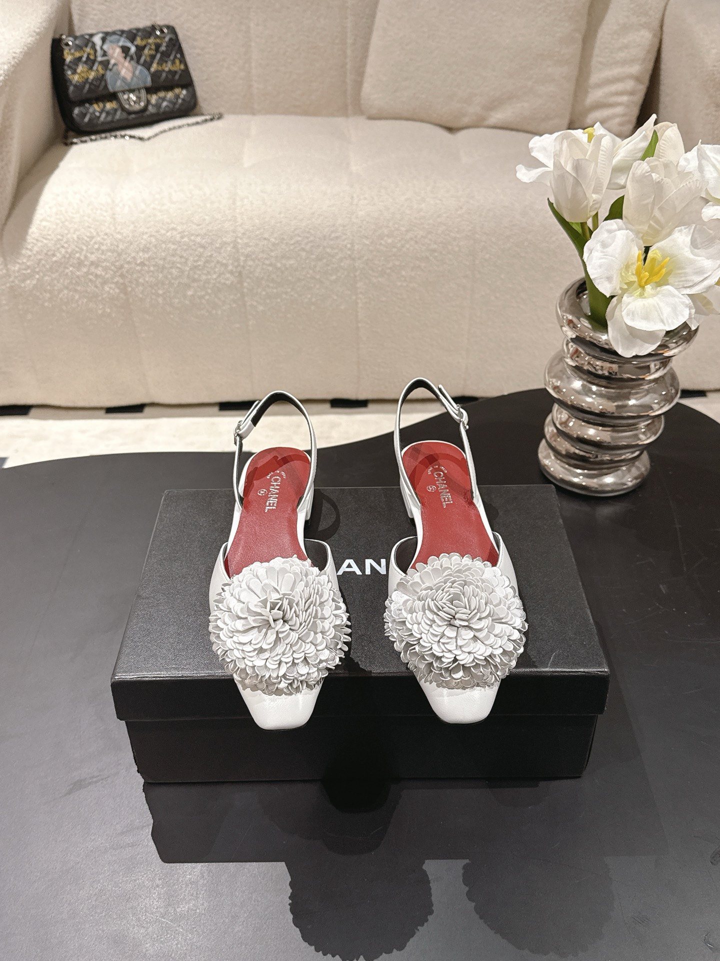 Chanel 26X 샤넬 크리스마스 한정 트윈 플라워 샌들 슬리퍼 신발