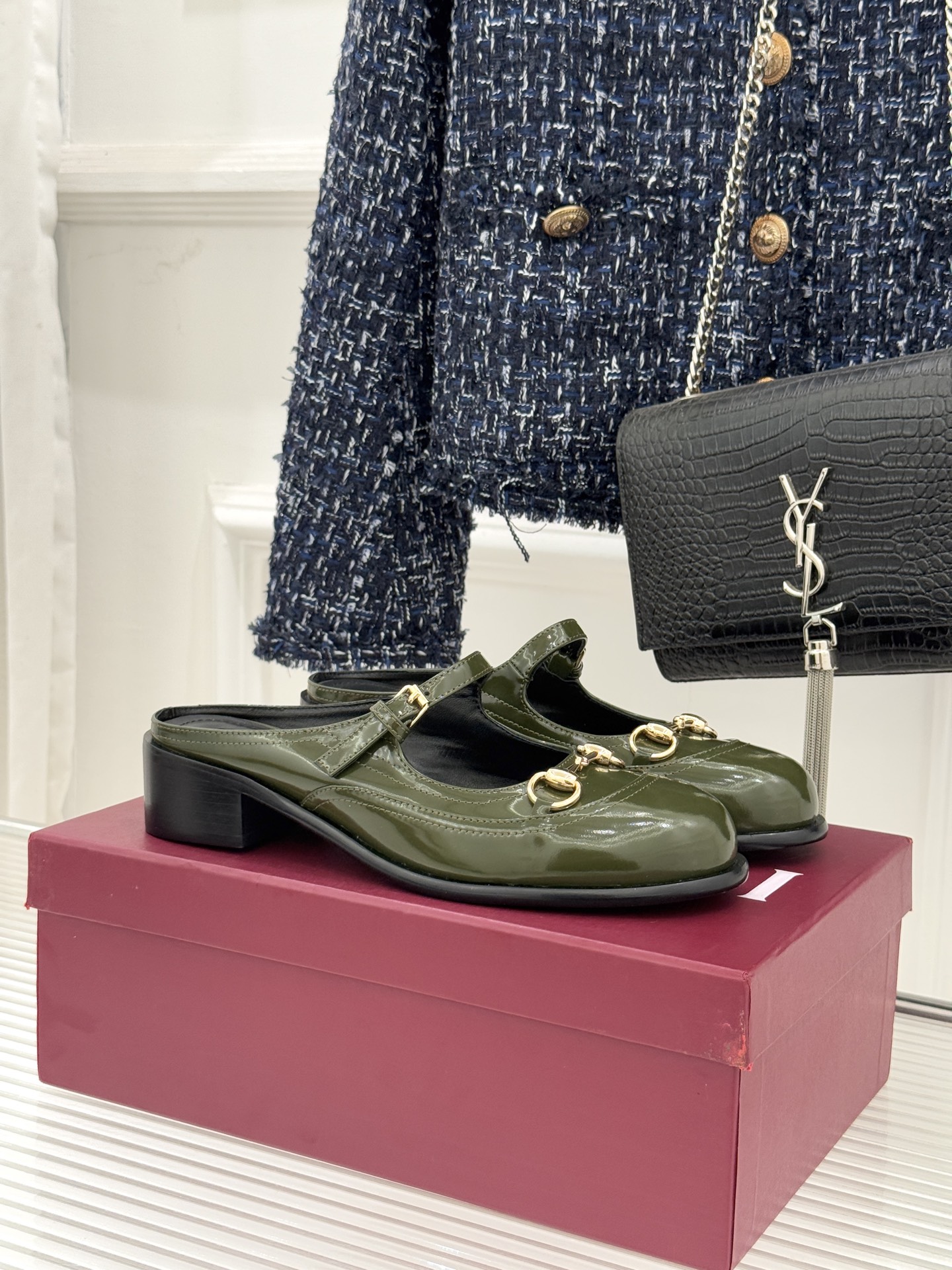 구찌(GUCCI) 메리제인 미들굽 뮬 신발