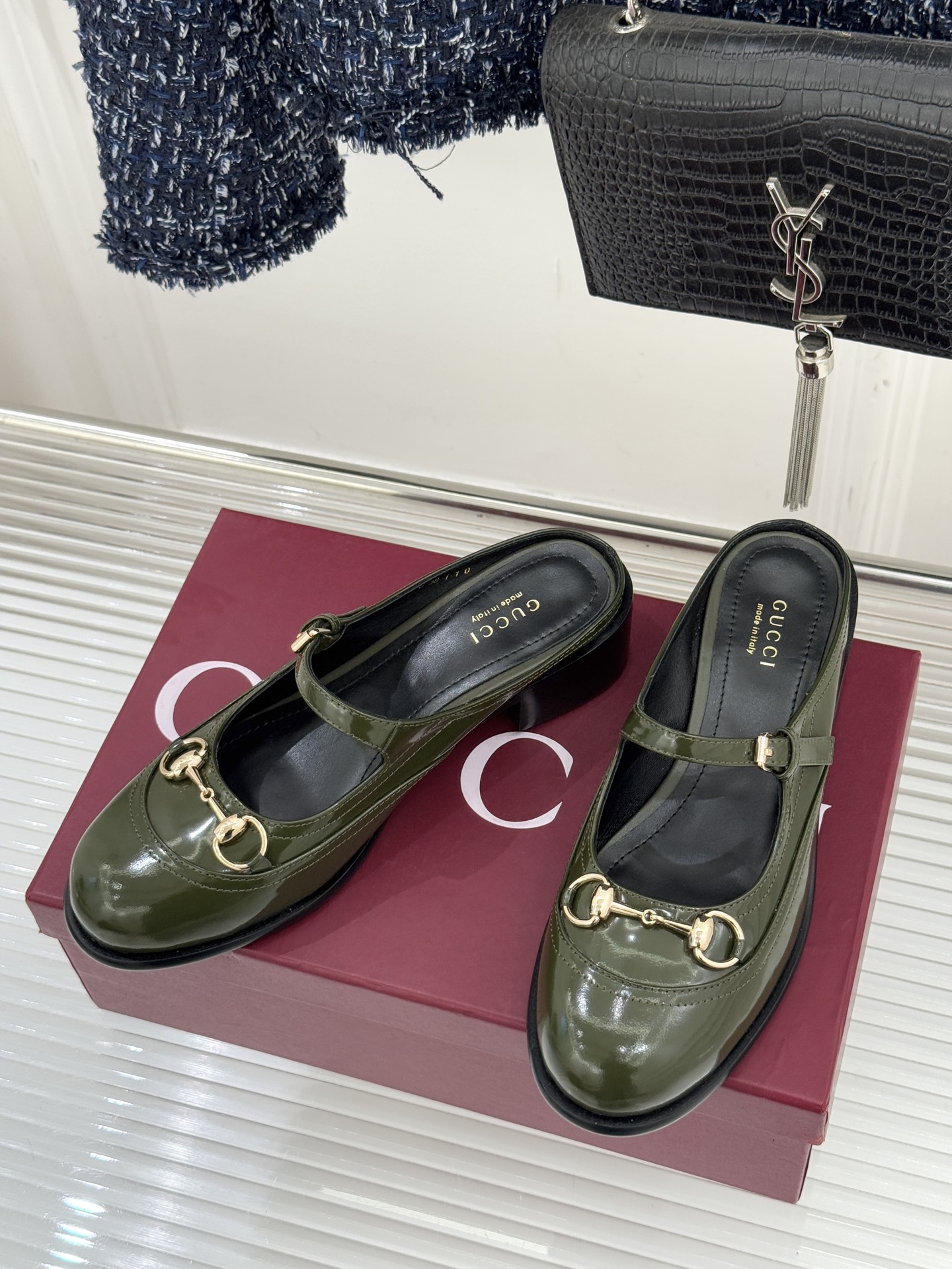 구찌(GUCCI) 메리제인 미들굽 뮬 신발