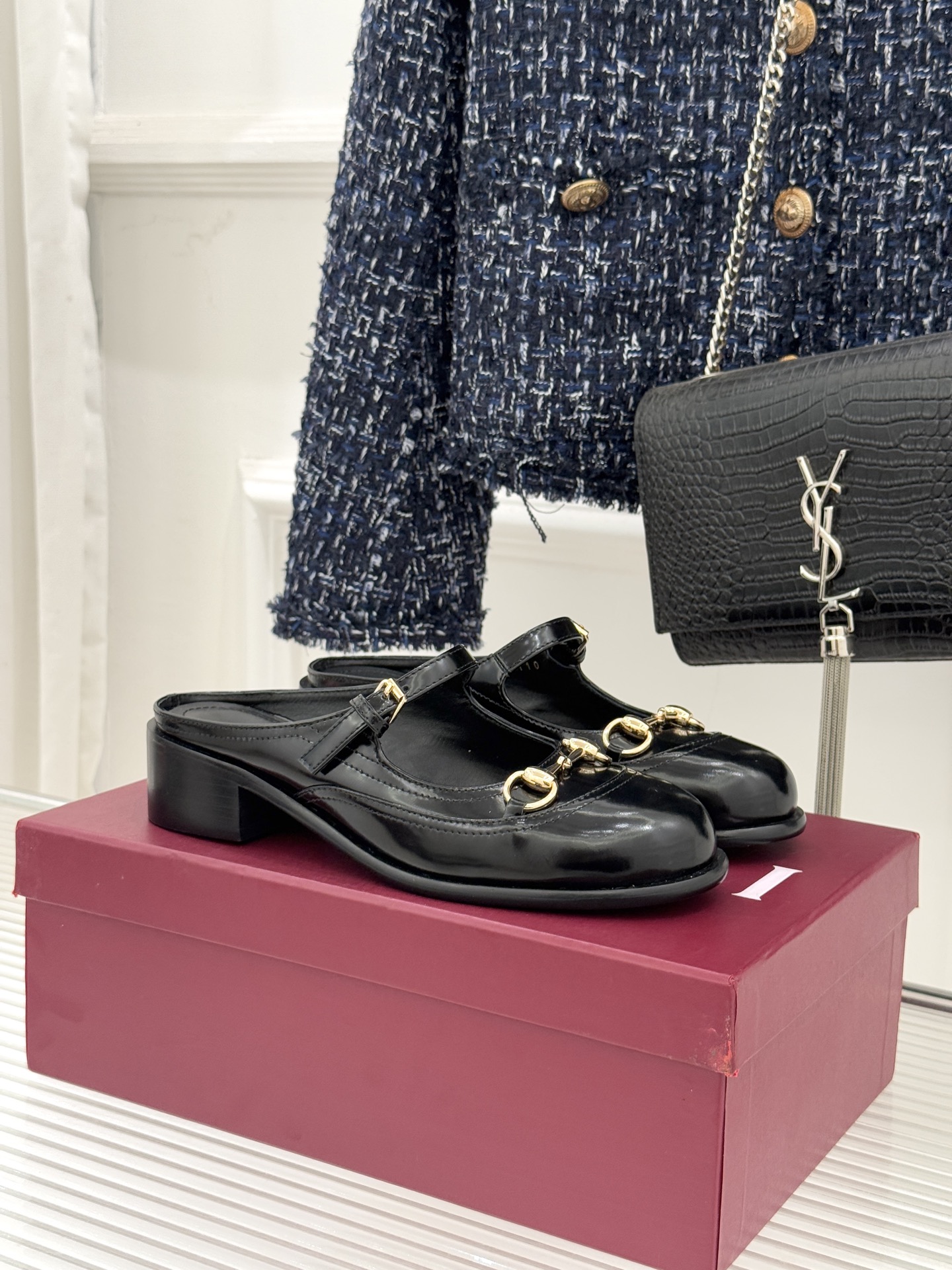 구찌(GUCCI) 메리제인 미들굽 뮬 신발