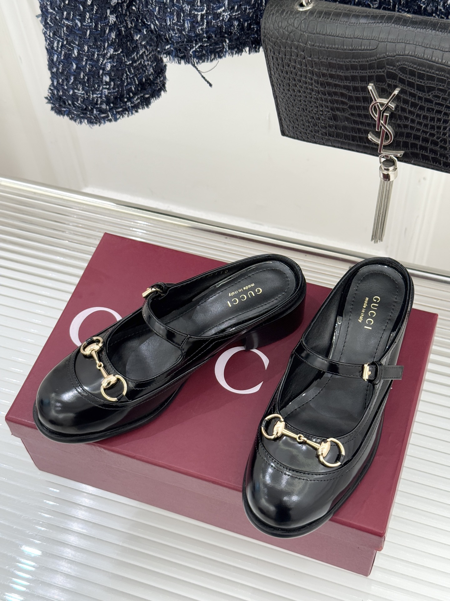 구찌(GUCCI) 메리제인 미들굽 뮬 신발