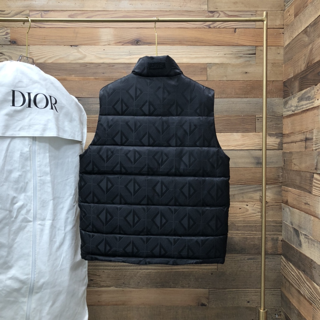 디올(DIOR) 올오버 로고 스탠드 칼라 구스다운 베스트 의류