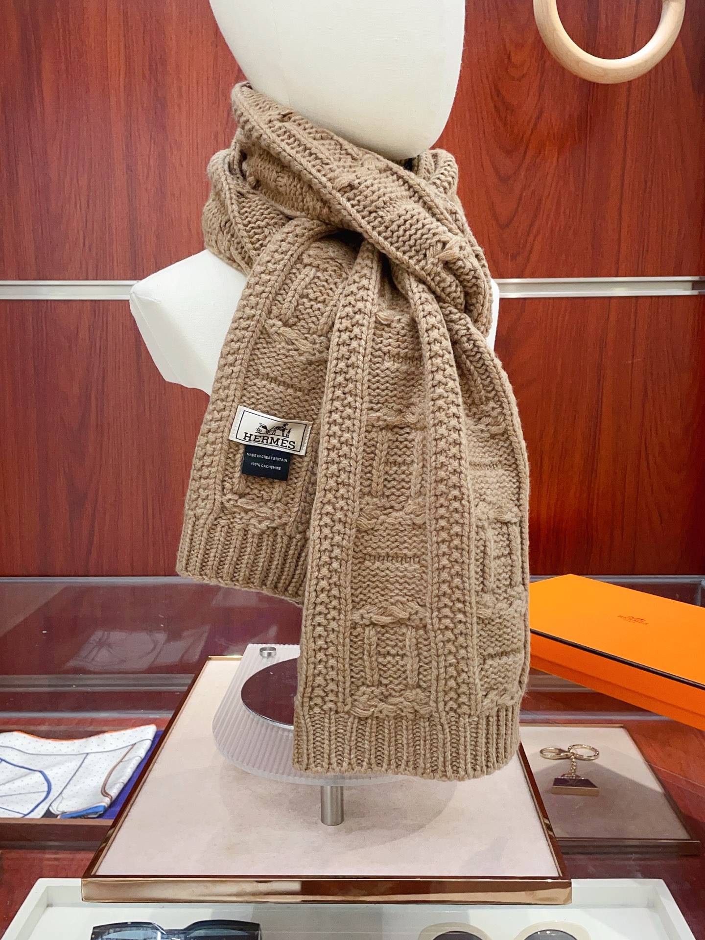 에르메스(HERMES) 핸드메이드 텍스처  캐시미어 커플 목도리 스카프