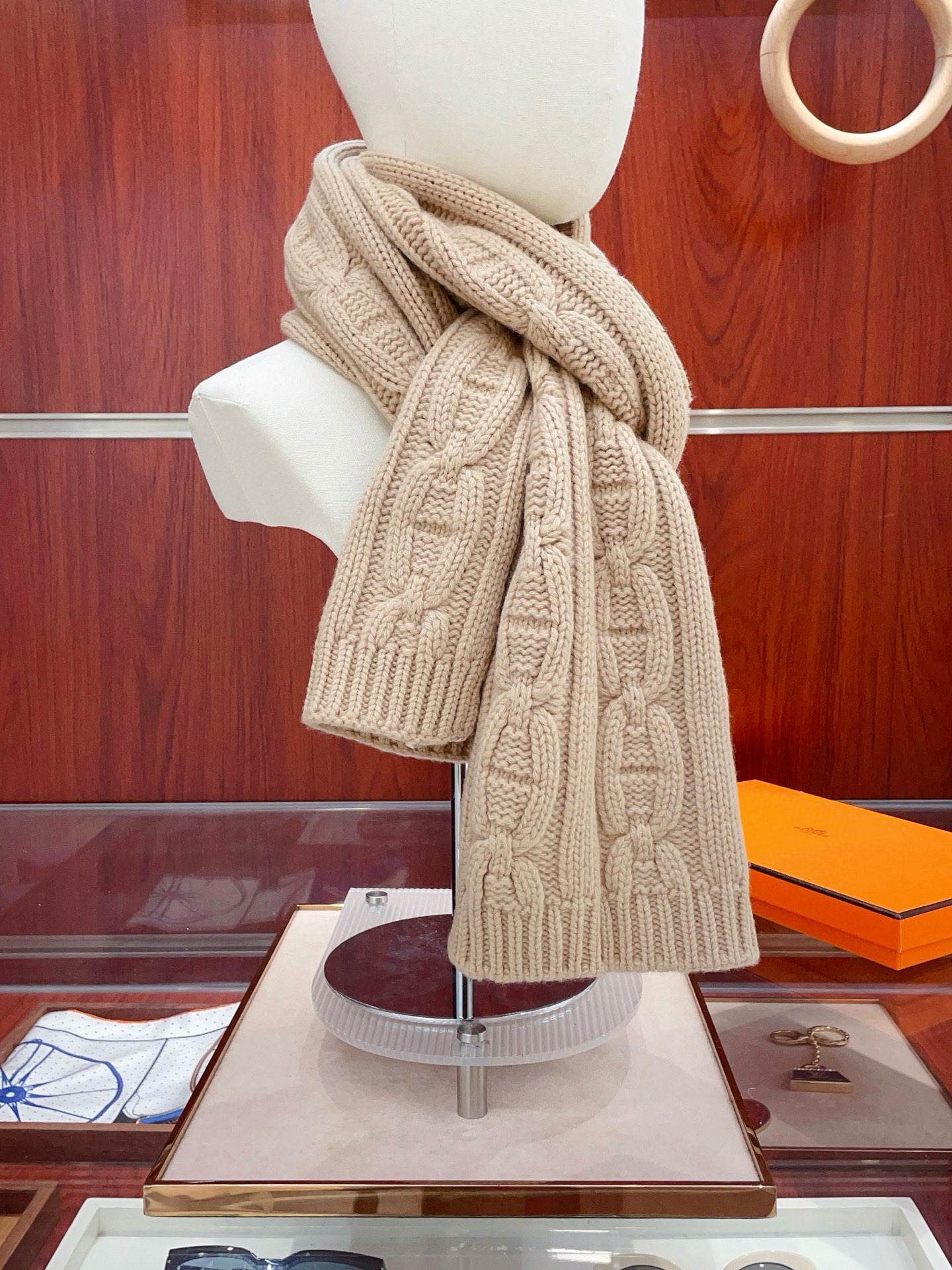 에르메스(HERMES) 핸드메이드 텍스처  캐시미어 커플 목도리 스카프