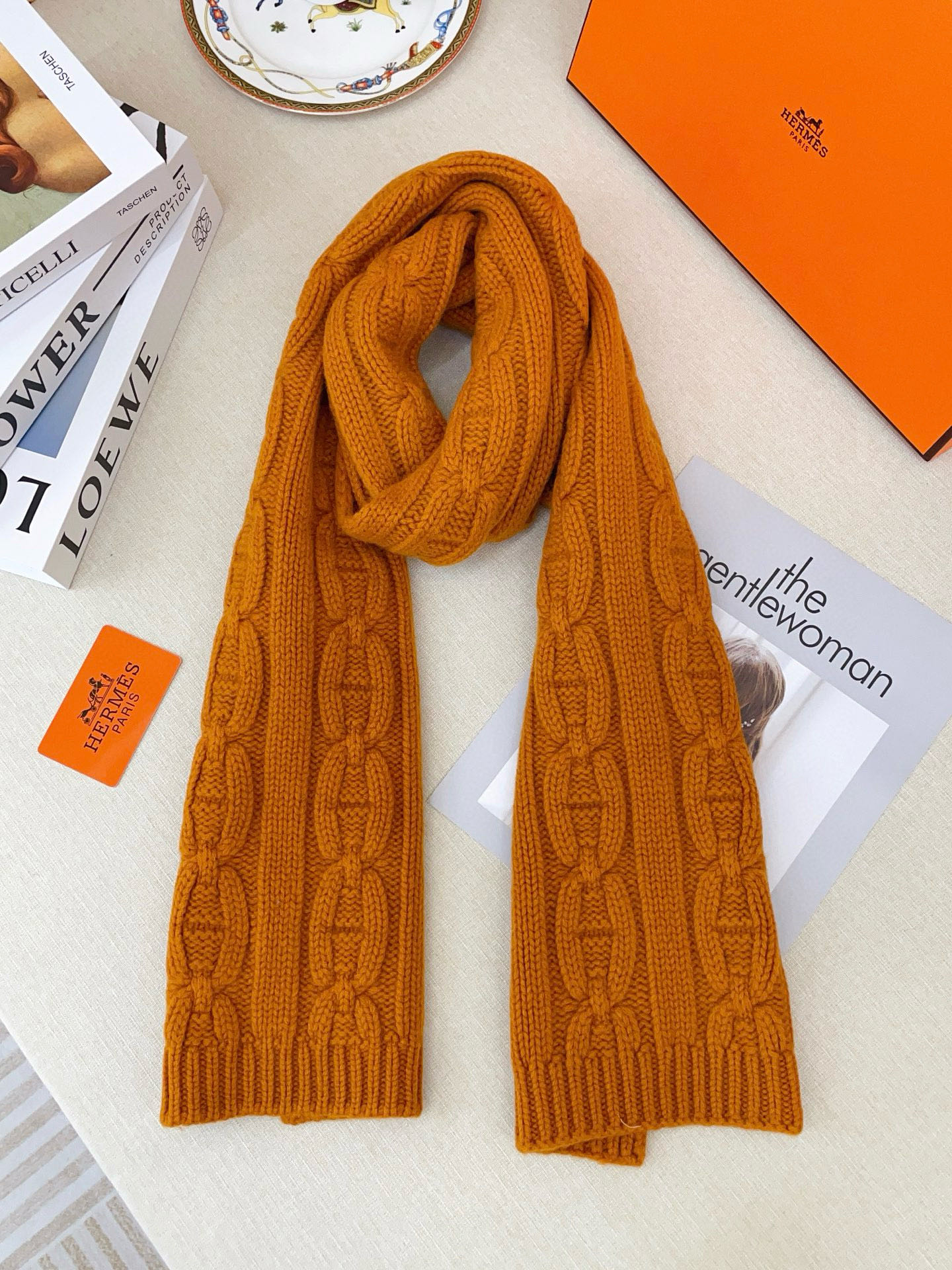 에르메스(HERMES) 핸드메이드 텍스처  캐시미어 커플 목도리 스카프