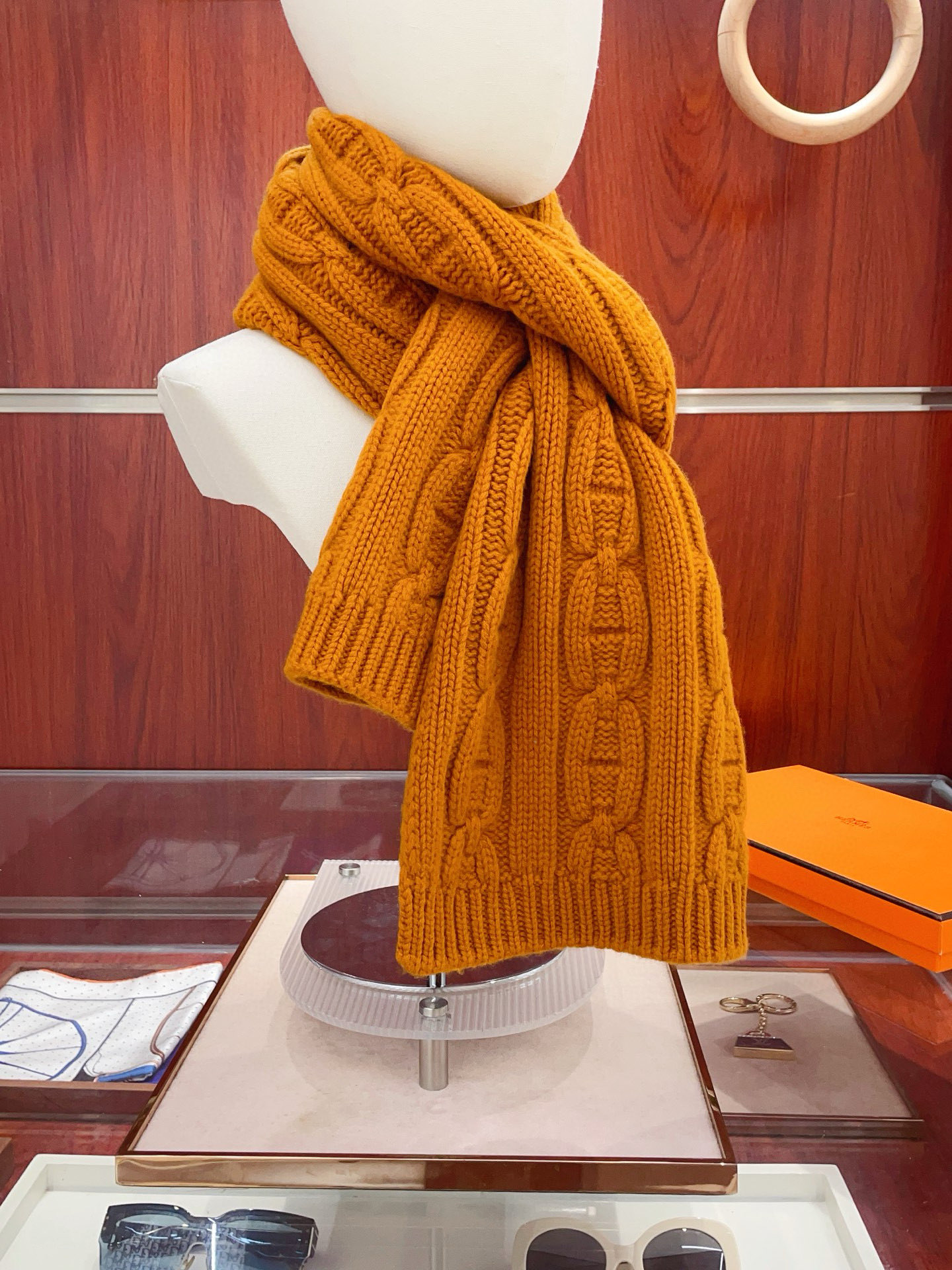 에르메스(HERMES) 핸드메이드 텍스처  캐시미어 커플 목도리 스카프