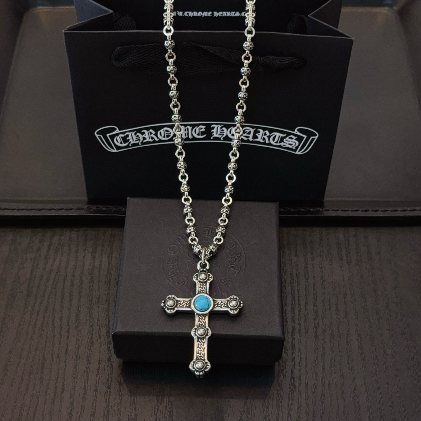 크롬하츠(Chrome Hearts) 복고 십자가 볼 체인 목걸이 악세사리